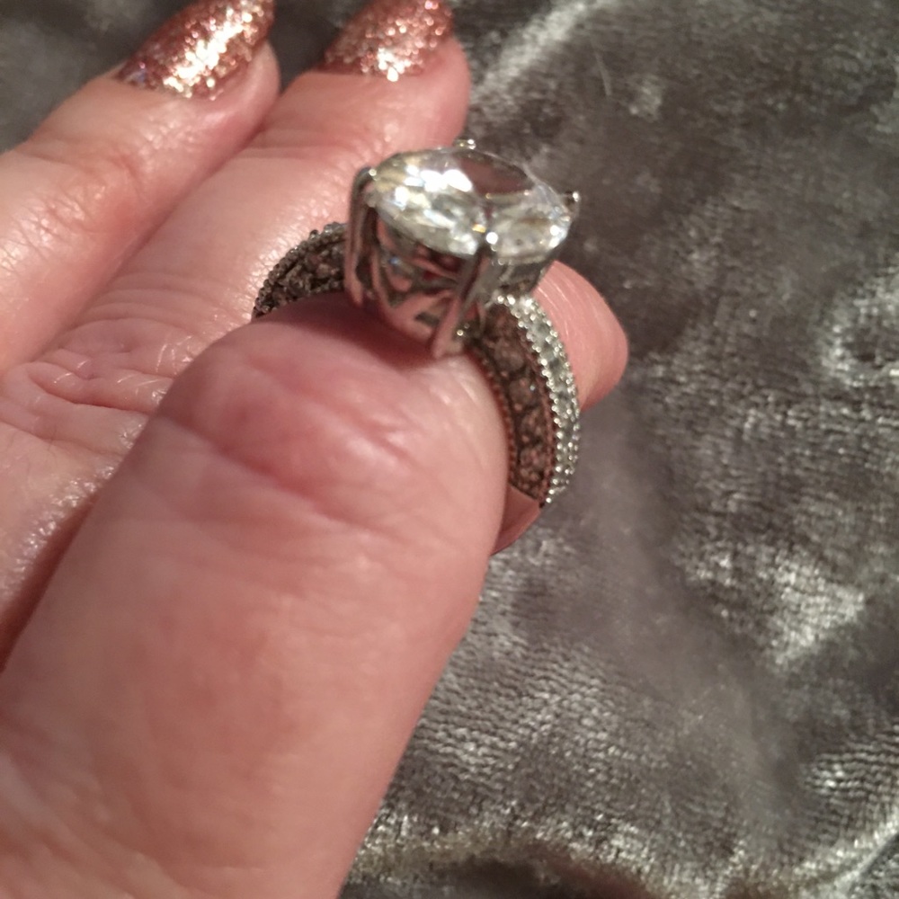 Sterling Silver Simulated Oval Solitaire Ring 6 - image 8